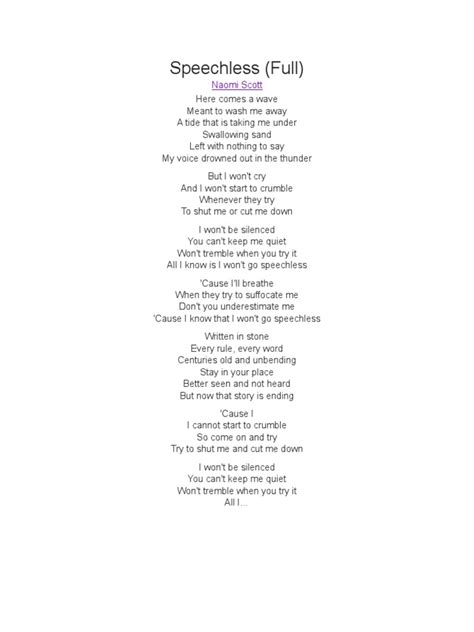 Lyrics for Speechless by Dan + Shay. You say you′ll be down in five The smell of your perfume Is floatin' down the stairs You′r...